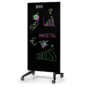 Legamaster mobiel glasbord 90x175cm in wit of zwart glas