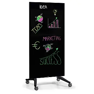 Legamaster mobiel glasbord 90x175cm in wit of zwart glas